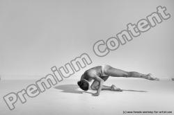 Nude Gymnastic poses Woman White Moving poses Slim long brown Dynamic poses Pinup